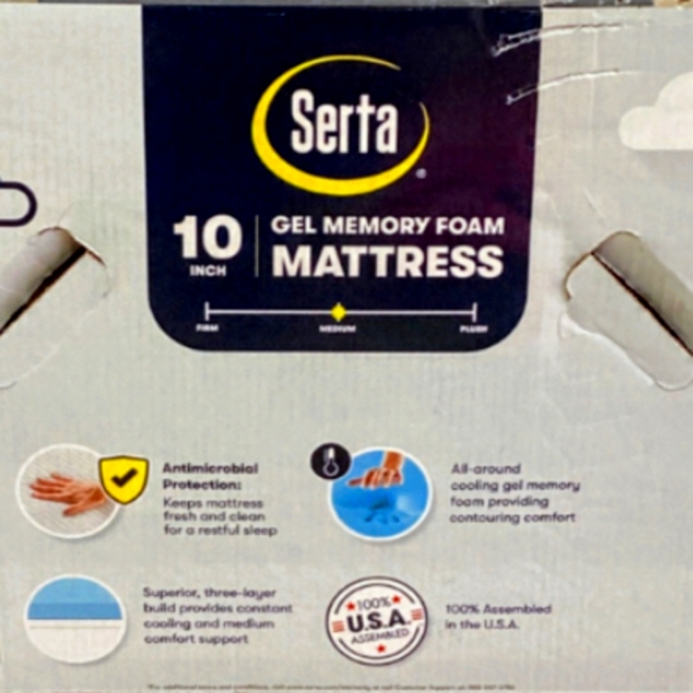 SERTA 10" Queen memory foam mattress in box